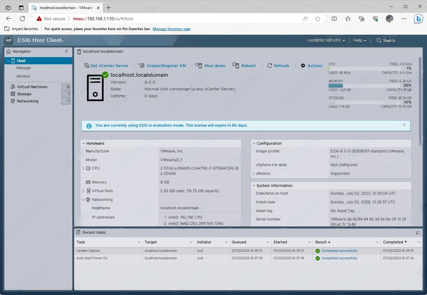 VMware ESXi Dashboard